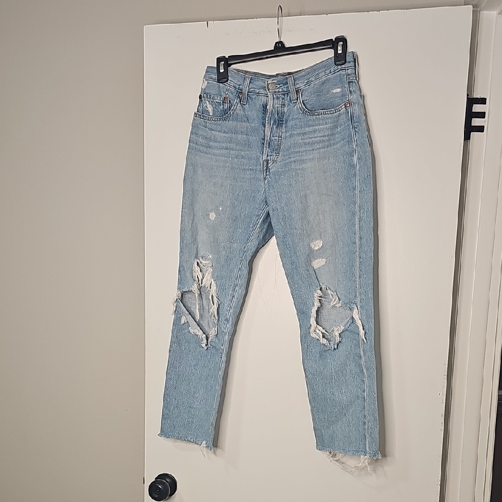 Levi's Light Blue Distressed Ankle Jeans